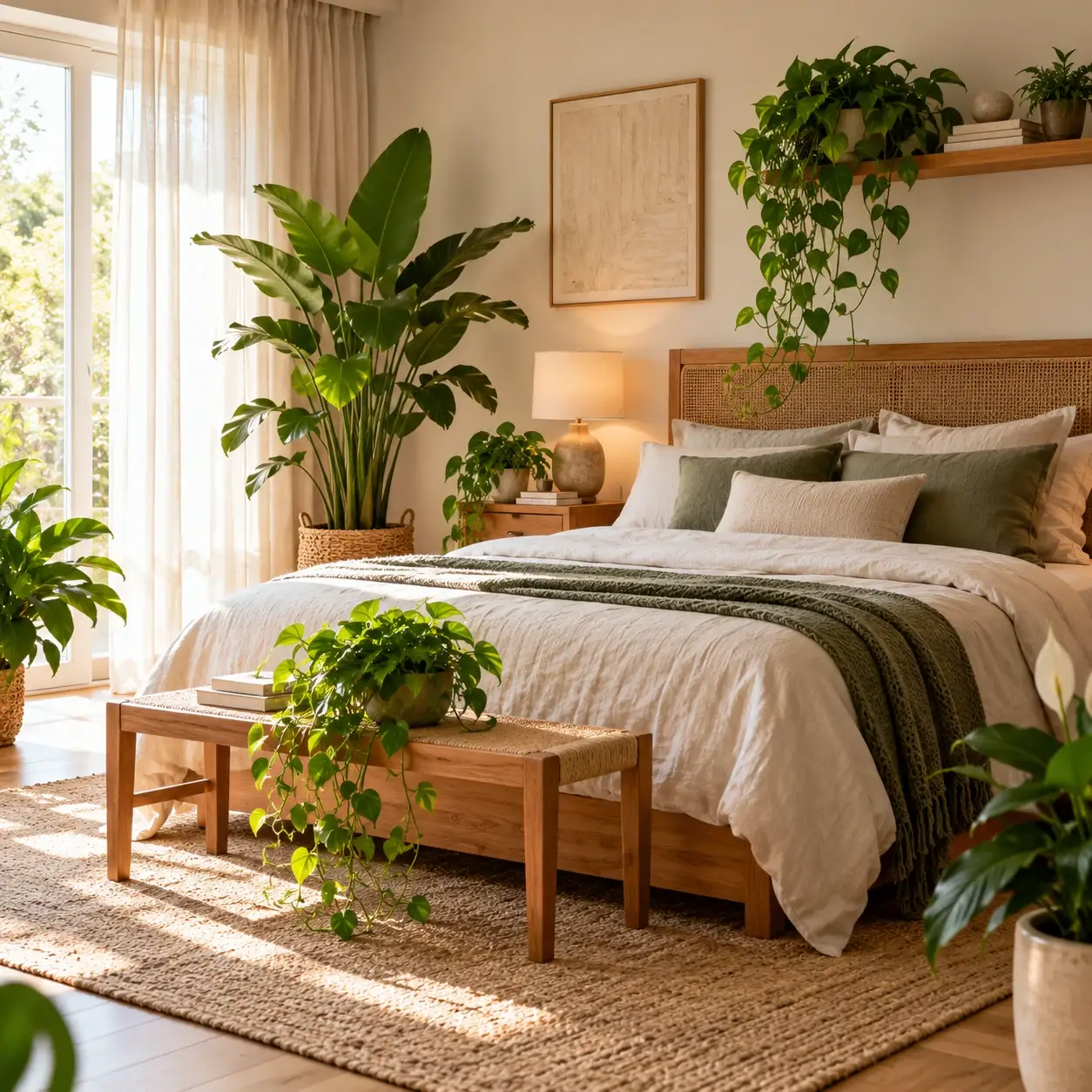 Plantas de interior num quarto